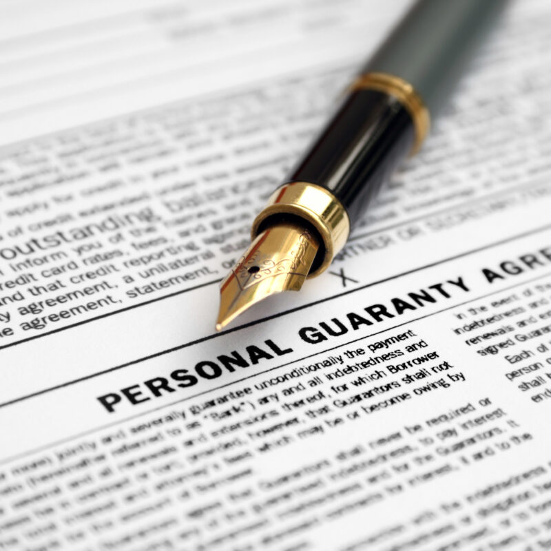 Personal guaranty agreement liff walsh simmons liability