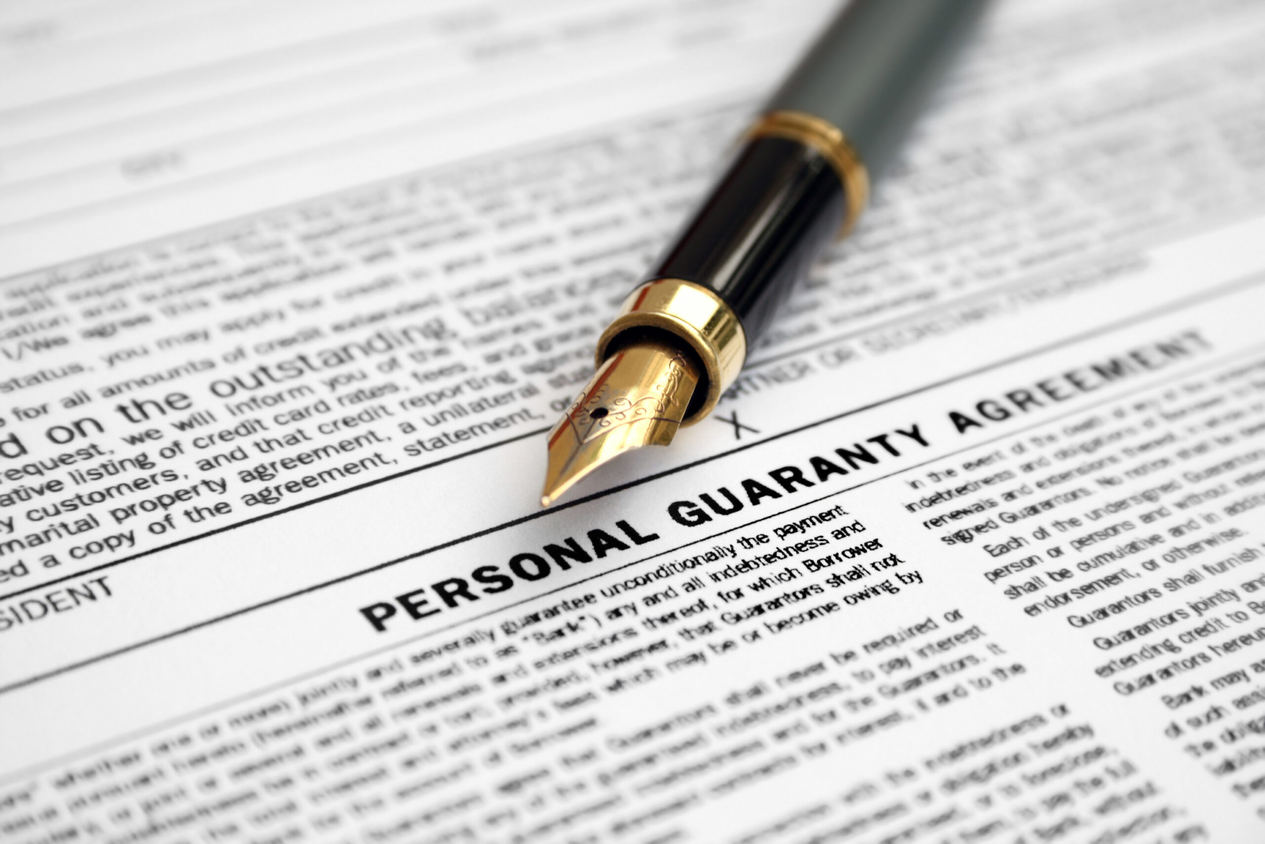 Personal guaranty agreement liff walsh simmons liability